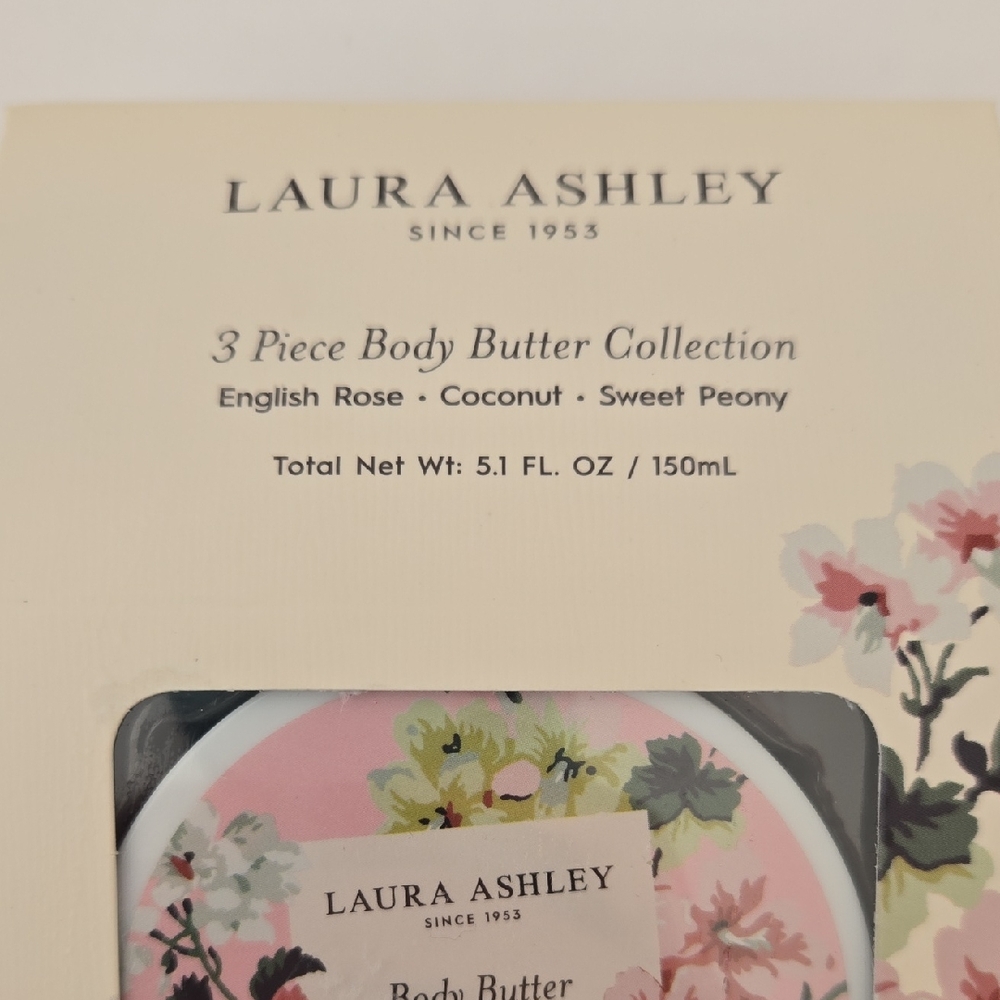 Laura Ashley Body Butter Trio Set English Rose Coconut Sweet Pea NEW
